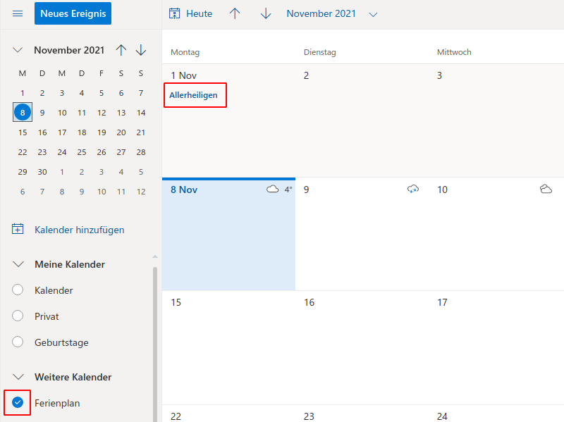 Ferienkalender in Outlook einfügen – ICT-Blog